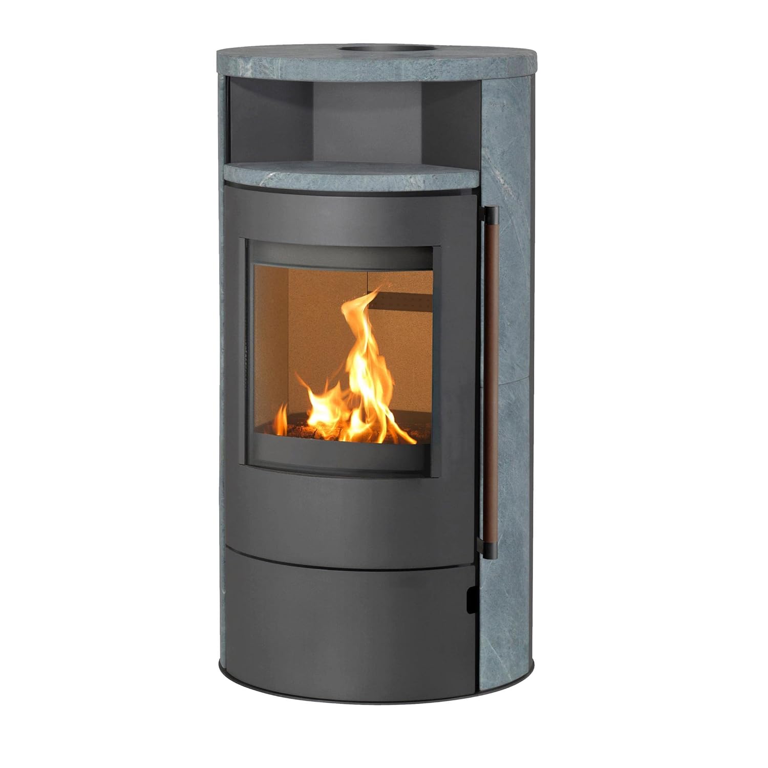 H&M Kaminofen München Max Style gussgrau/Naturstein 150mm Rauchrohranschluss 8kw Holzofen Kohle Schwedenofen Steinverkleidung