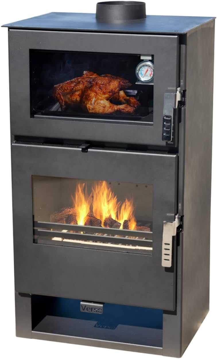 Kaminofen mit Backfach Verso F Holzofen 9 kW Kamin Ofen Holz Mehrfachbelegung Heizofen Holzofen