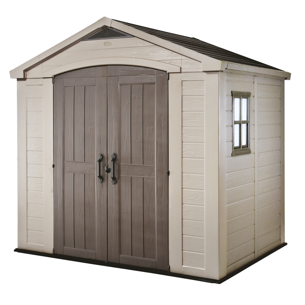 keter factor beige gartenhaus seitenfenster 256.5x182x243 cm