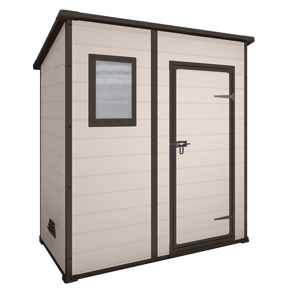 keter manor pent beige gartenhaus mit frontfenster 183.5x111x200.5 cm