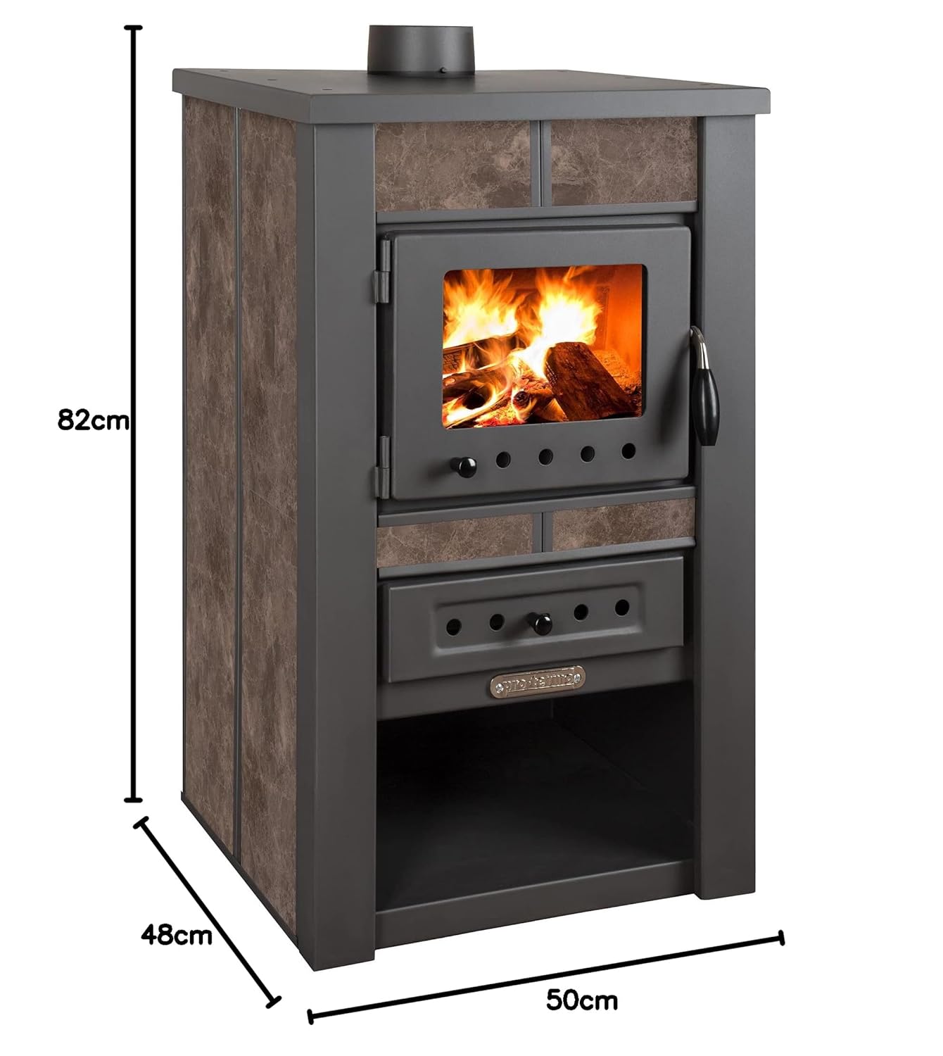 ProTermo Alpina Ceramic Mokka Kaminofen mit Schamottstein - 8 kW Heizleistung - 50 x 48 x 82 cm Holzofen mit Sichtfenster - Bauart 1 ProTermo Alpina Ceramic Mokka Kaminofen mit Schamottstein - 8 kW Heizleistung - 50 x 48 x 82 cm Holzofen mit Sichtfenster - Bauart 1