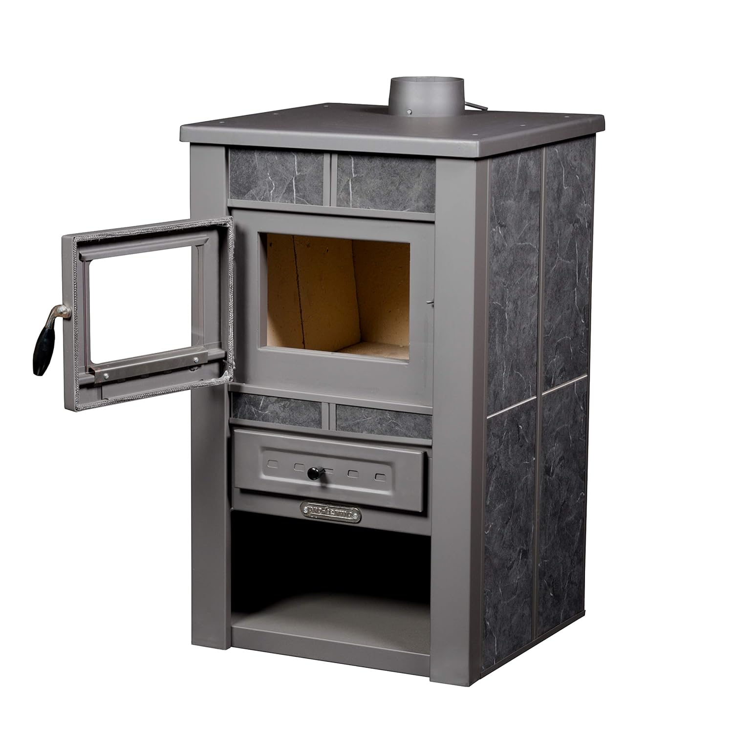 ProTermo Alpina Ceramic Mokka Kaminofen mit Schamottstein - 8 kW Heizleistung - 50 x 48 x 82 cm Holzofen mit Sichtfenster - Bauart 1 ProTermo Alpina Ceramic Mokka Kaminofen mit Schamottstein - 8 kW Heizleistung - 50 x 48 x 82 cm Holzofen mit Sichtfenster - Bauart 1