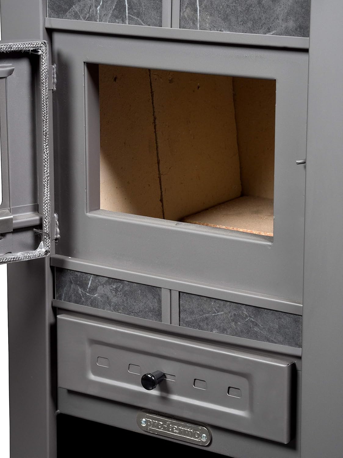 ProTermo Alpina Ceramic Mokka Kaminofen mit Schamottstein - 8 kW Heizleistung - 50 x 48 x 82 cm Holzofen mit Sichtfenster - Bauart 1 ProTermo Alpina Ceramic Mokka Kaminofen mit Schamottstein - 8 kW Heizleistung - 50 x 48 x 82 cm Holzofen mit Sichtfenster - Bauart 1